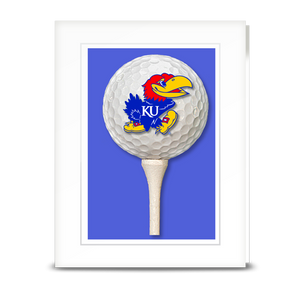 KU Jayhawk Golf Ball & Tee - folded card
